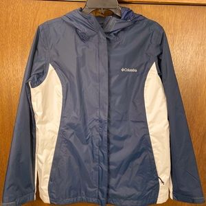 COPY - Columbia hooded large windbreaker jacket Navy blue & White